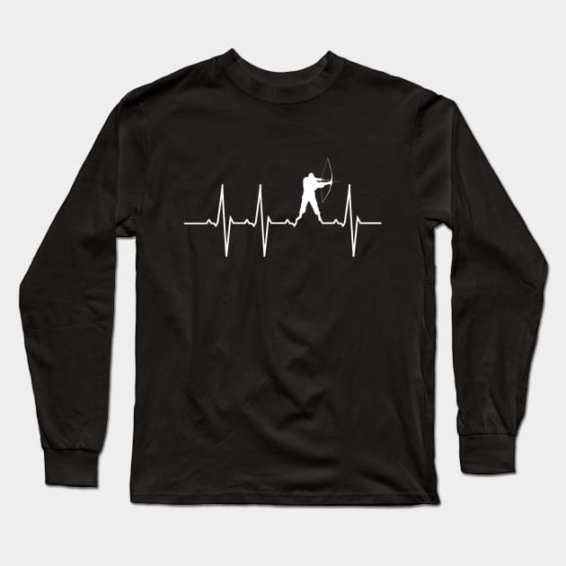 Archery Shirt Heartbeat Bow Hunting Long Sleeve T-Shirt by Kiwistore